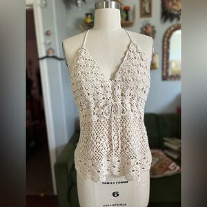 Newport News Cream Crochet Top